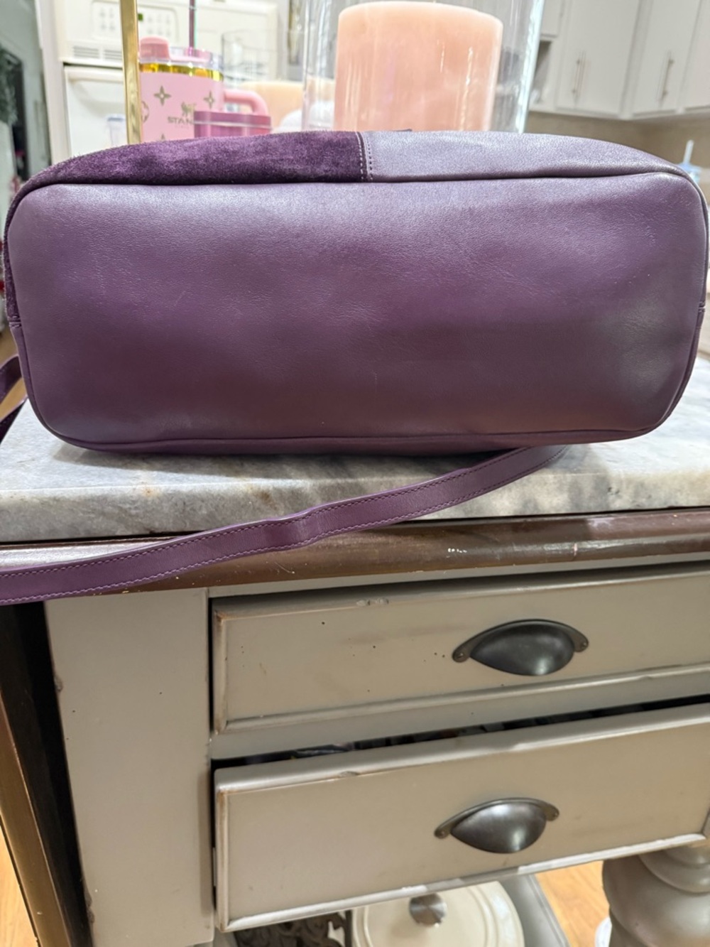 Tory Burch Natalie Satchel. 14”x 5 1/2 x 11 1/2”. Pristine Condition. Wine Color - Picture 9 of 11